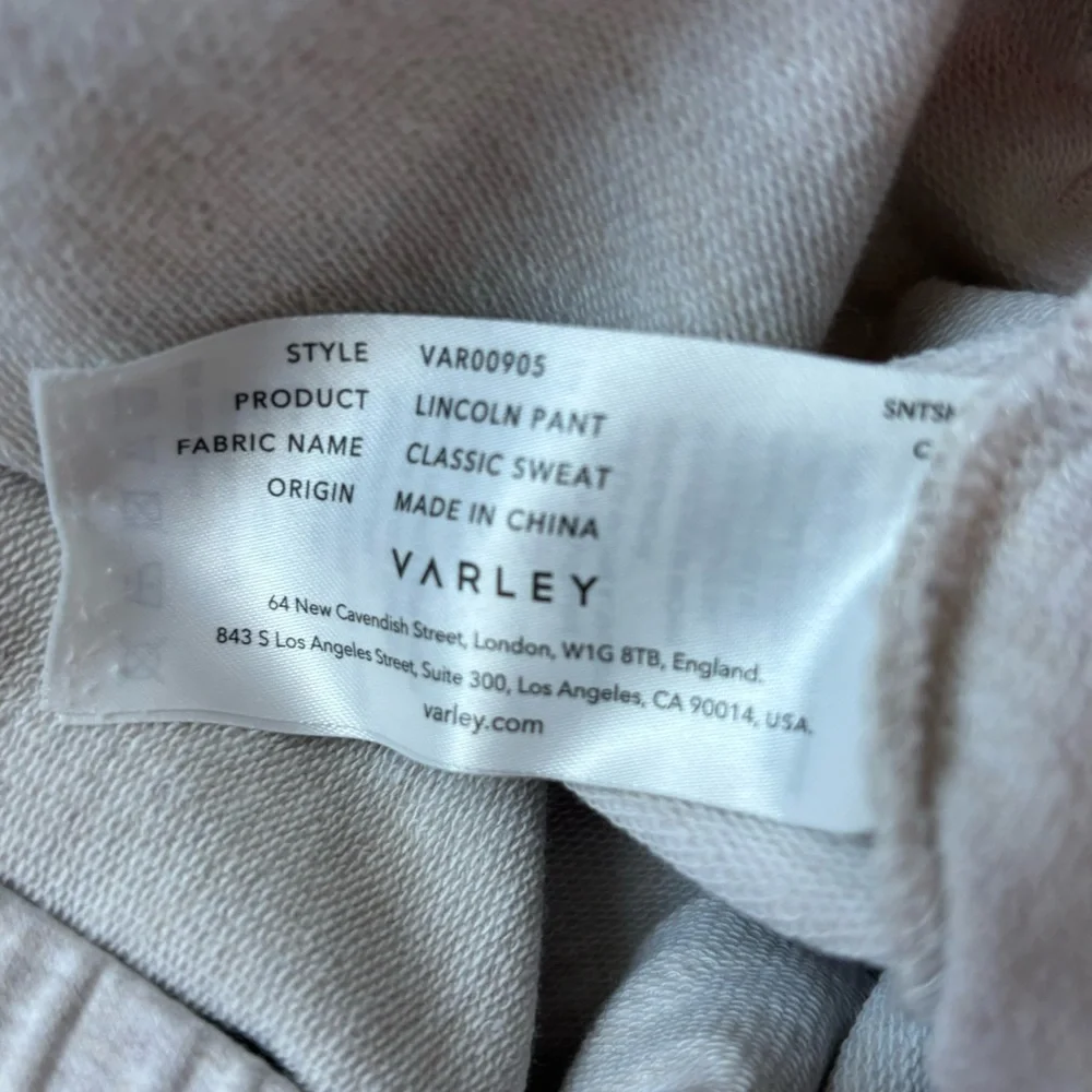 Varley Lincoln Pant Classic Sweat High-Rise Cropped Beige women’s Large - Picture 4 of 5